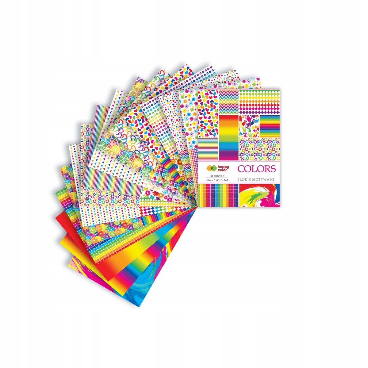 Blok z motywami COLORS A4 15ark.,27motyw. HAPPY COLOR HA 3808 2030-C